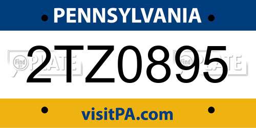2TZ0895 Pennsylvania License Plate