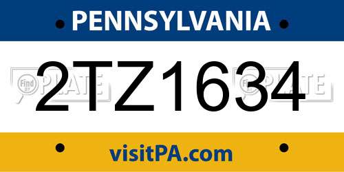 2TZ1634 Pennsylvania License Plate