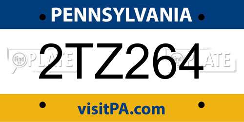 2TZ264 Pennsylvania License Plate
