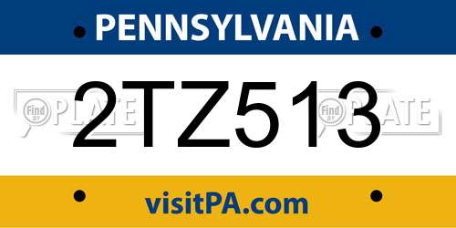 2TZ513 Pennsylvania License Plate