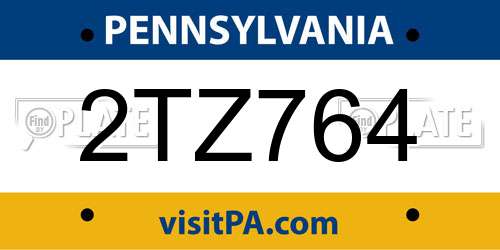 2TZ764 Pennsylvania License Plate