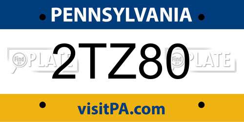 2TZ80 Pennsylvania License Plate