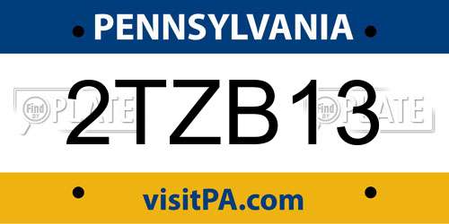 2TZB13 Pennsylvania License Plate