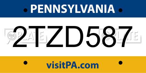 2TZD587 Pennsylvania License Plate