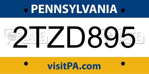 2TZD895 Pennsylvania License Plate