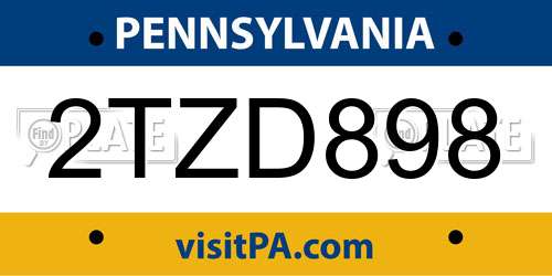 2TZD898 Pennsylvania License Plate