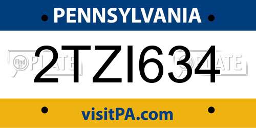 2TZI634 Pennsylvania License Plate