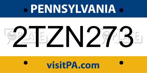 2TZN273 Pennsylvania License Plate