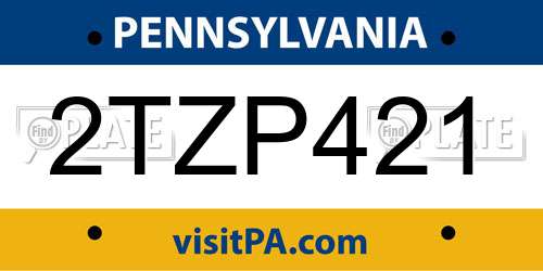 2TZP421 Pennsylvania License Plate