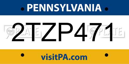 2TZP471 Pennsylvania License Plate