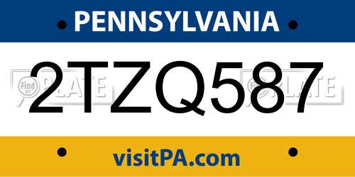 2TZQ587 Pennsylvania License Plate