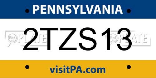2TZS13 Pennsylvania License Plate