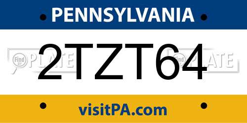 2TZT64 Pennsylvania License Plate