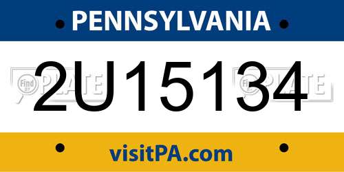 2U15134 Pennsylvania License Plate