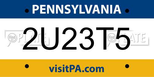 2U23T5 Pennsylvania License Plate