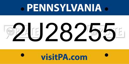 2U28255 Pennsylvania License Plate