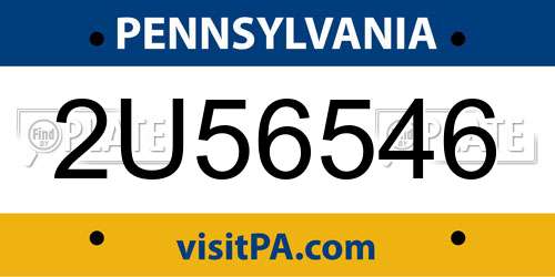 2U56546 Pennsylvania License Plate