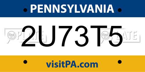 2U73T5 Pennsylvania License Plate