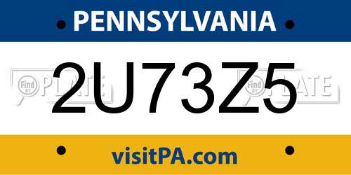 2U73Z5 Pennsylvania License Plate