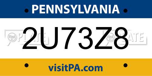 2U73Z8 Pennsylvania License Plate
