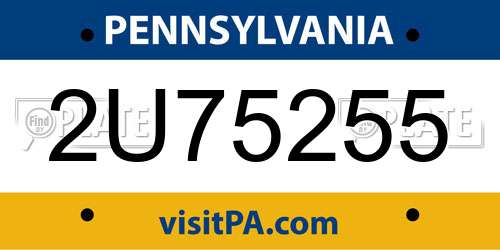 2U75255 Pennsylvania License Plate