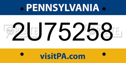 2U75258 Pennsylvania License Plate
