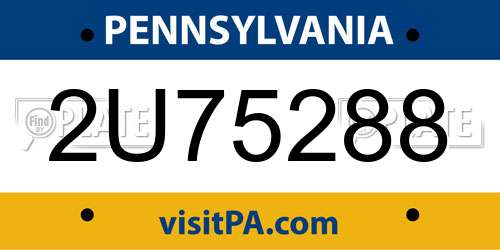 2U75288 Pennsylvania License Plate