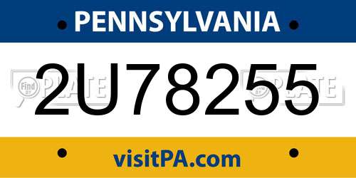 2U78255 Pennsylvania License Plate