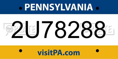2U78288 Pennsylvania License Plate