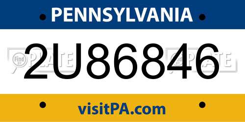 2U86846 Pennsylvania License Plate