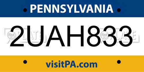 2UAH833 Pennsylvania License Plate