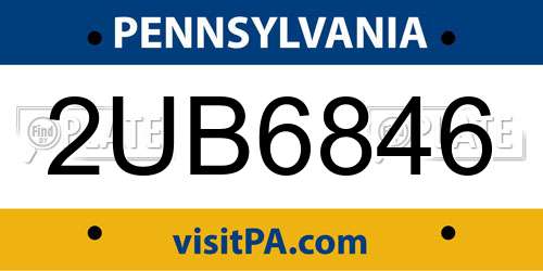 2UB6846 Pennsylvania License Plate