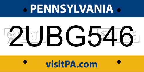 2UBG546 Pennsylvania License Plate
