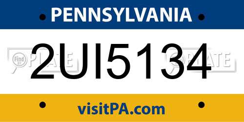 2UI5134 Pennsylvania License Plate