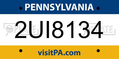 2UI8134 Pennsylvania License Plate