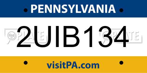 2UIB134 Pennsylvania License Plate