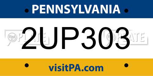 2UP303 Pennsylvania License Plate