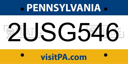2USG546 Pennsylvania License Plate