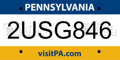 2USG846 Pennsylvania License Plate