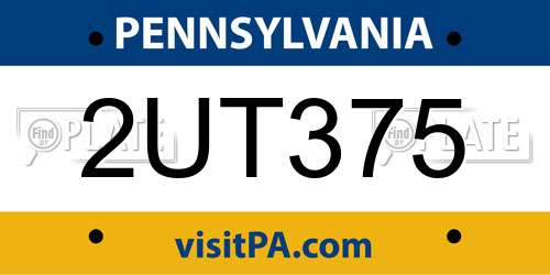 2UT375 Pennsylvania License Plate