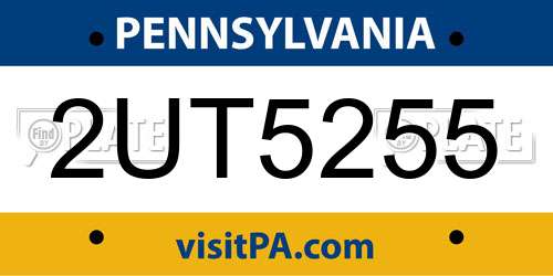 2UT5255 Pennsylvania License Plate