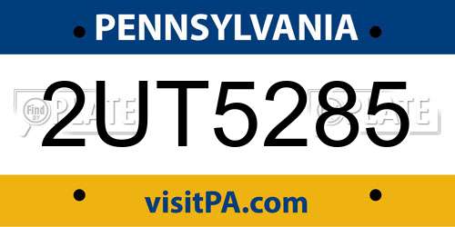 2UT5285 Pennsylvania License Plate