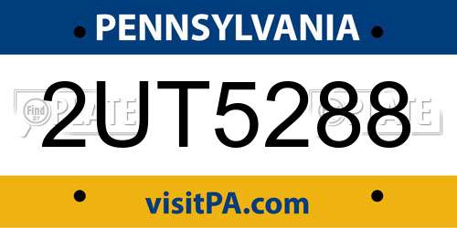 2UT5288 Pennsylvania License Plate