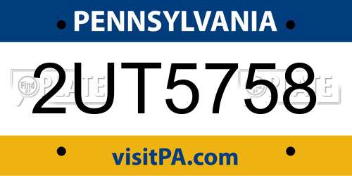2UT5758 Pennsylvania License Plate