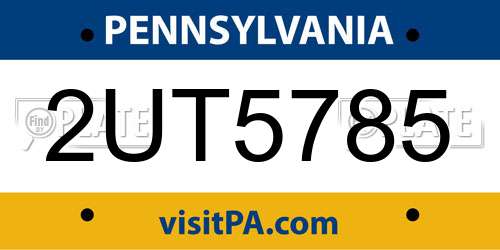 2UT5785 Pennsylvania License Plate