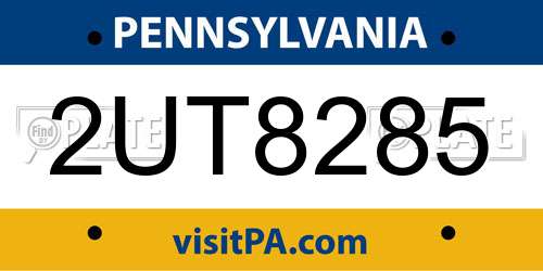 2UT8285 Pennsylvania License Plate