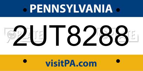 2UT8288 Pennsylvania License Plate