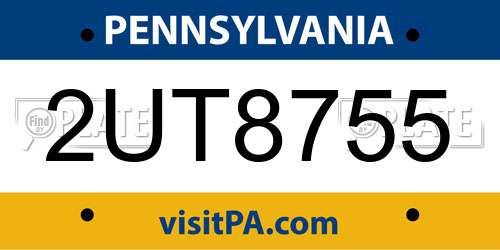 2UT8755 Pennsylvania License Plate