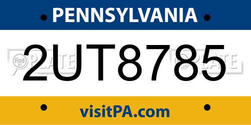 2UT8785 Pennsylvania License Plate