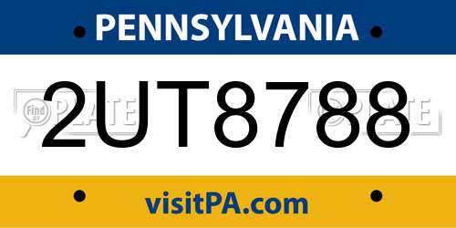2UT8788 Pennsylvania License Plate